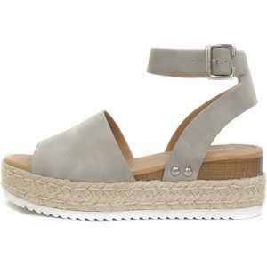 Soda Grey Leather Espadrilles Sandals